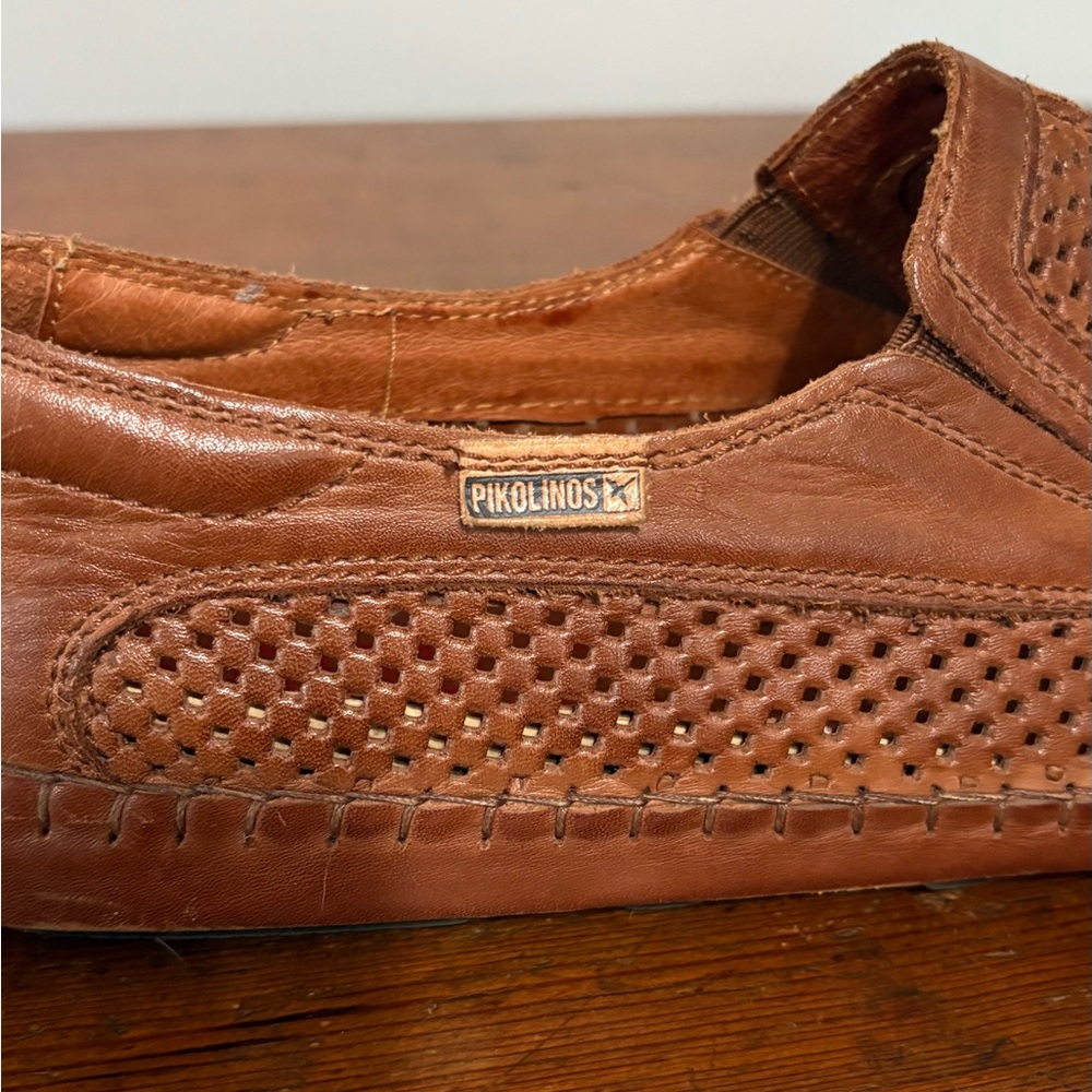 PIKOLINOS Tan Perforated Slip-On Loafers - Picture 7 of 11
